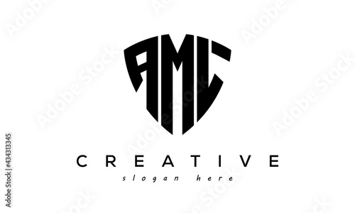 AML letter creative logo with shield	