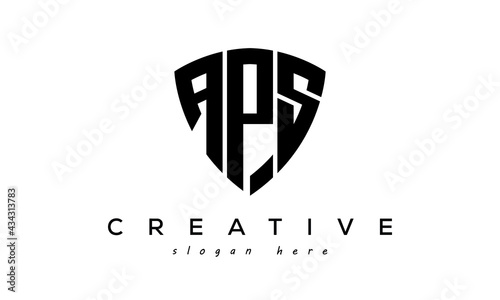 APS letter creative logo with shield	