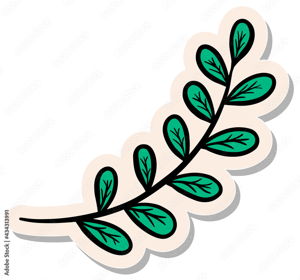 Hand drawn sticker style Leaves illustration vector illustration