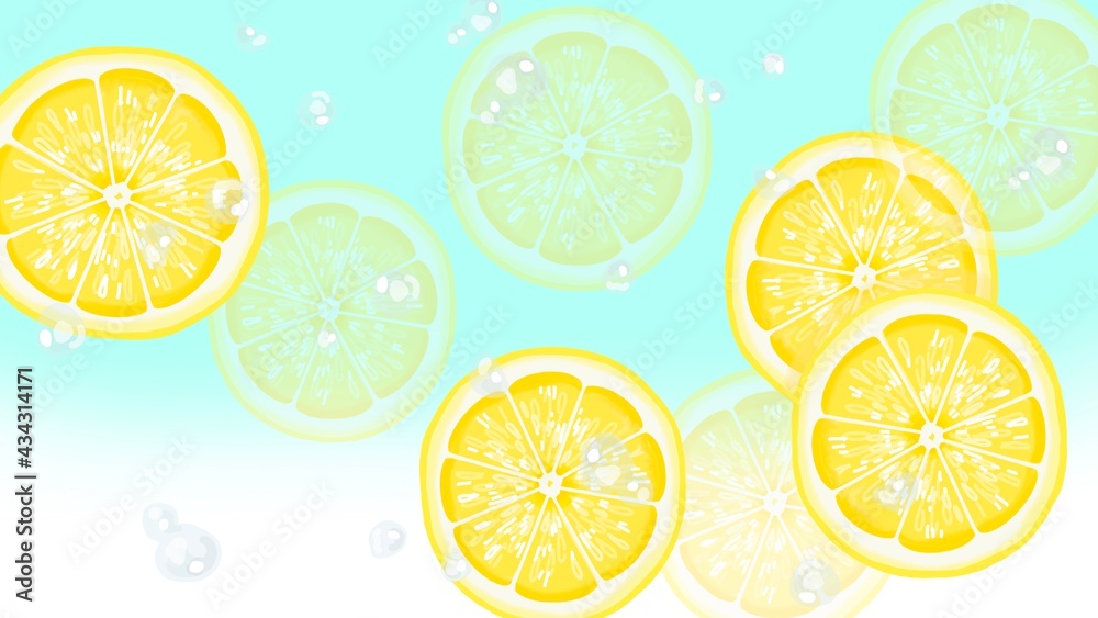 レモンと水滴の背景素材