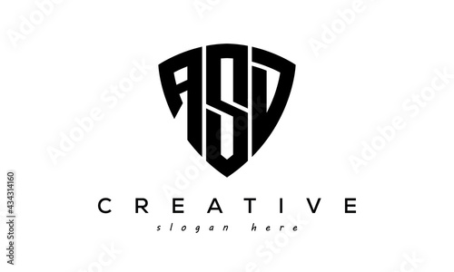 ASD letter creative logo with shield	