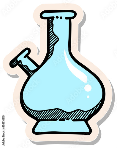 Hand drawn sticker style Drug bong icon vector illustration