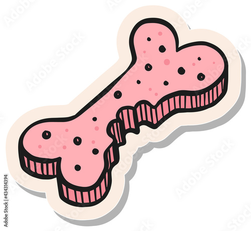 Hand drawn sticker style Dog food icon vector illustration