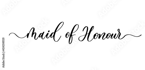 Made of Honour. Wavy elegant calligraphy spelling for decoration on holidays, bridal shower.