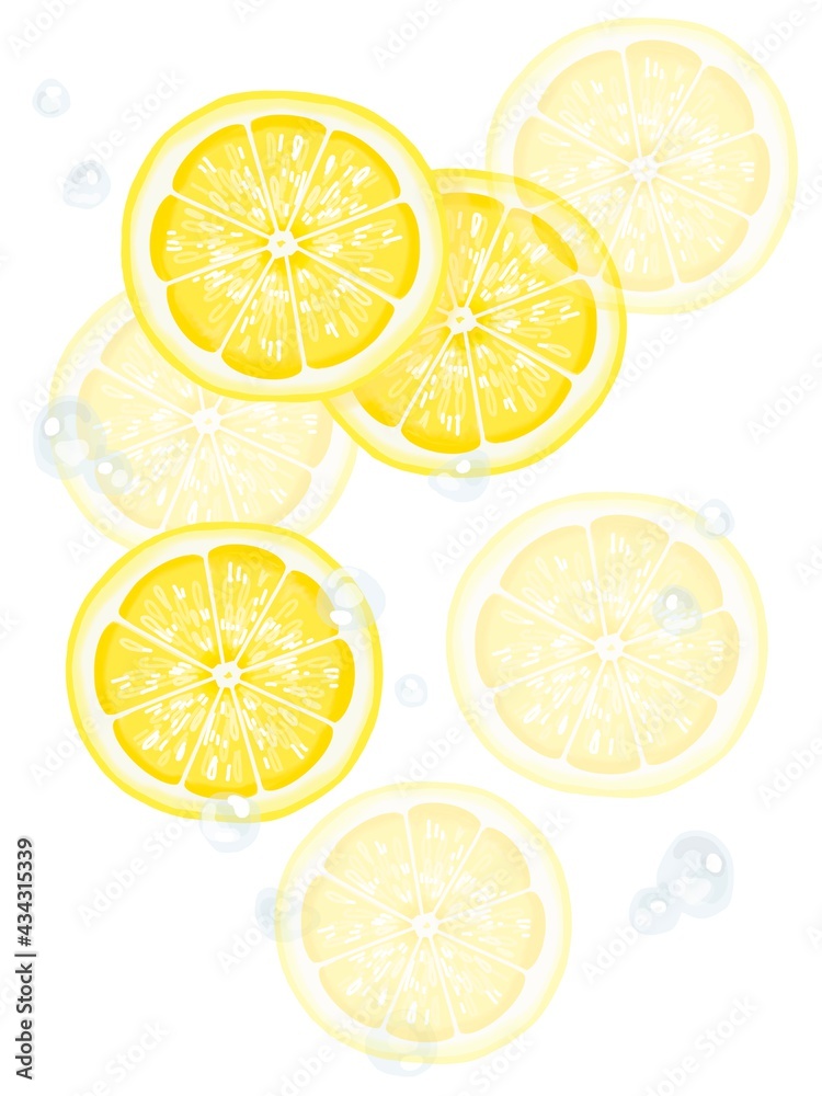 レモンと水滴の背景素材