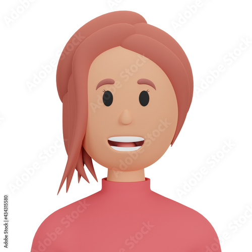 3d rendering female character isolated on white background