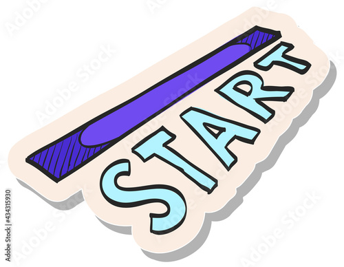 Hand drawn sticker style icon Starting line