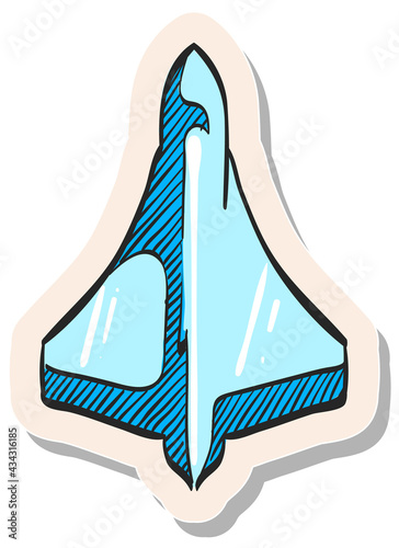 Hand drawn sticker style icon Supersonic airplane