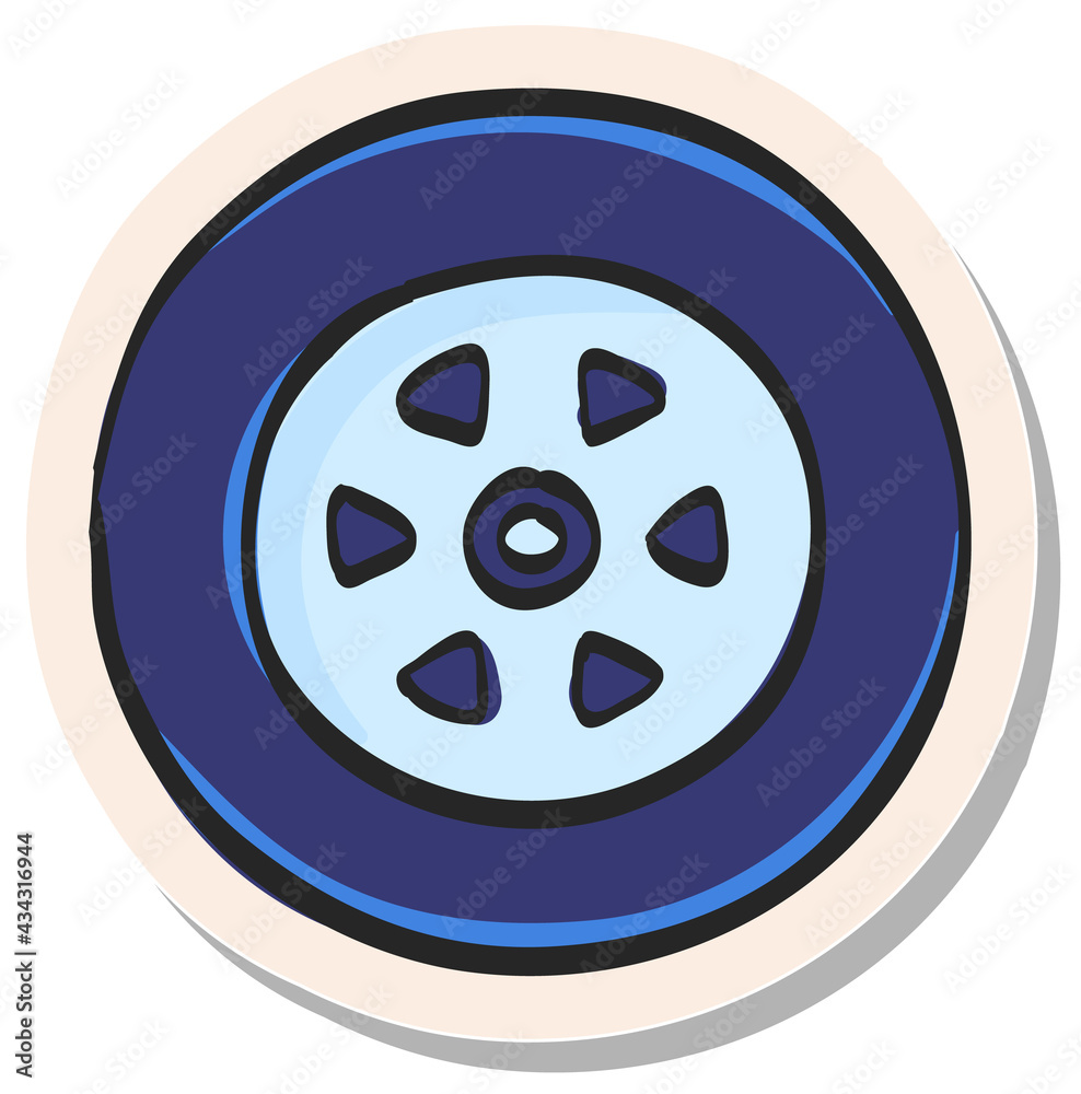 Hand drawn sticker style icon Car tyre