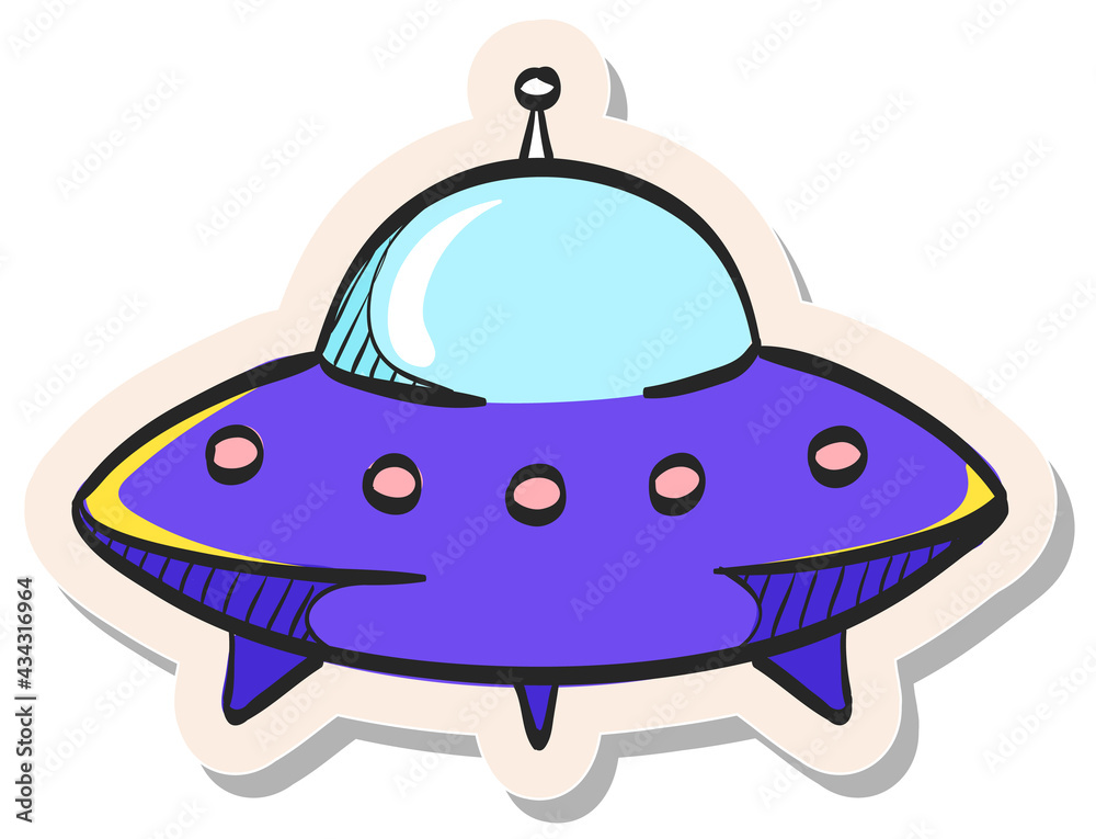 Hand drawn sticker style icon Flying saucer Hand drawn sticker style icon Flying saucer
