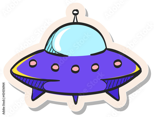 Hand drawn sticker style icon Flying saucer