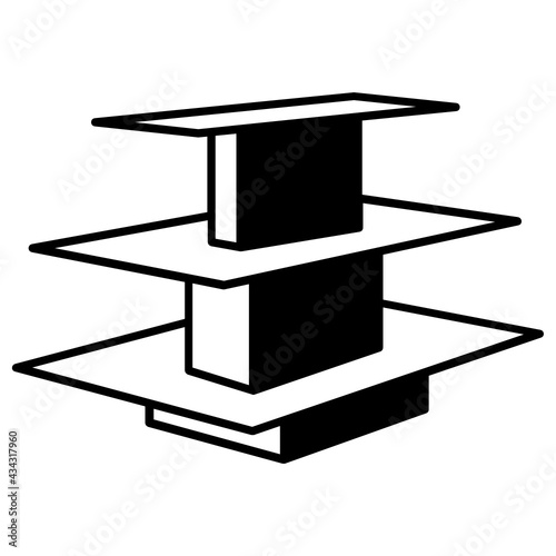 3-Tier Square Display Tables Concept Vector Icon Design, Retail Shop Equipment Symbol, Supermarket fixtures Sign, Grocery Store Supplies Stock illustration