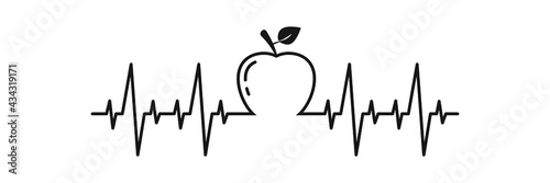 Apple heartbeat, School Teacher vector,  back to school.