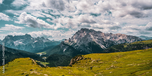 View of the Misurina lake in the Dolomites  Italy.