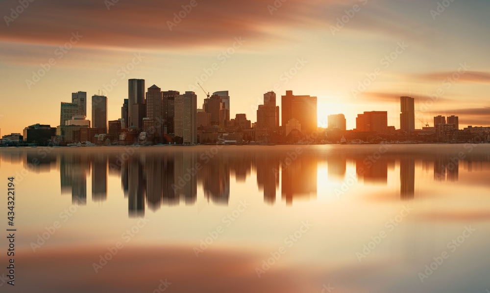 Boston skyline sunset