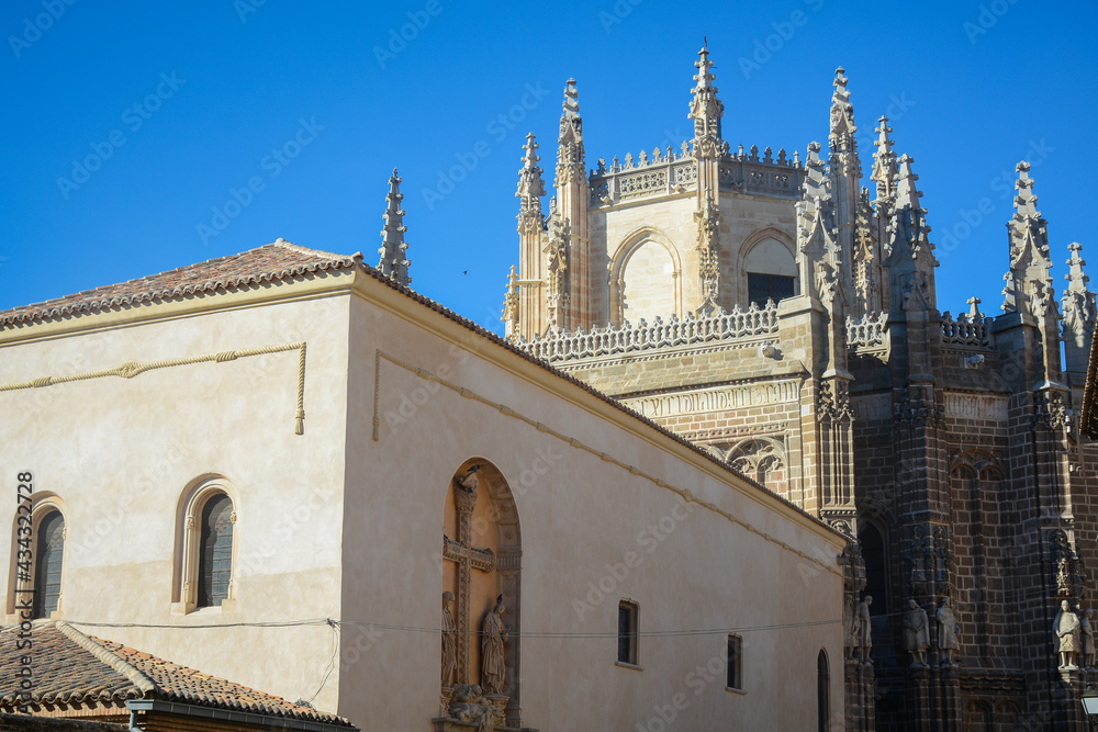Toledo, Spain - October 29, 2020: View to the Cathedral of Toledo