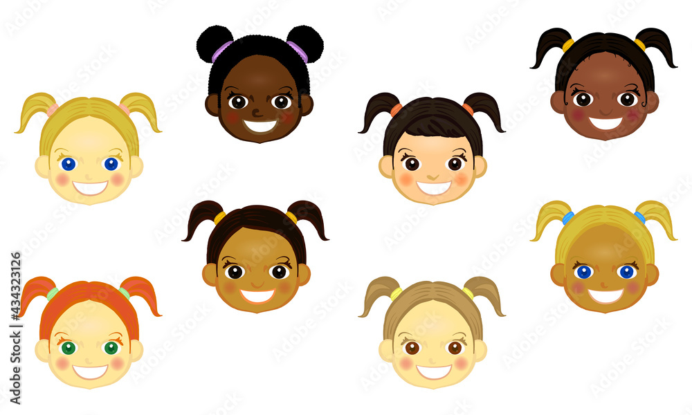 Obraz premium Twin ponytail and smiling girl's set