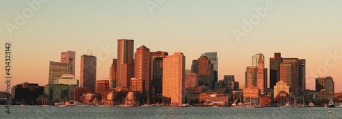 Boston skyline sunrise panorama