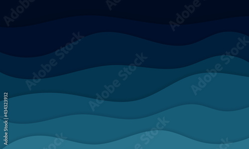 Paper art abstract blue and green waves. Paper carve background. Papercut style sea wave pattern.