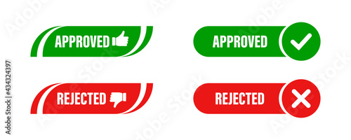 Approved and rejected set. Check mark concept .stamp mark vector icon.
