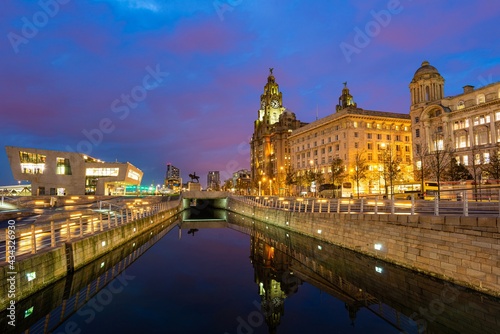 Liverpool city center cityscape night