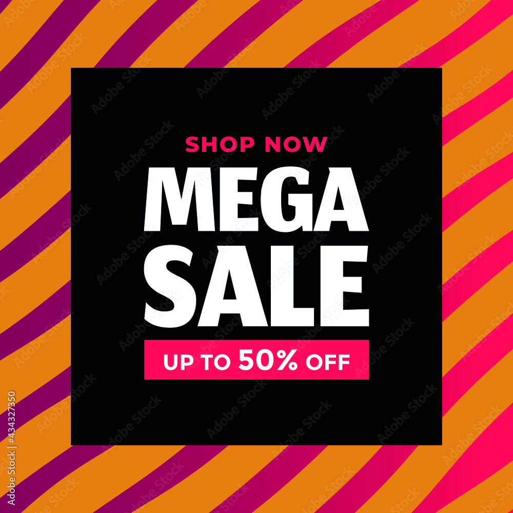 Shop now, mega sale, up to 50% off