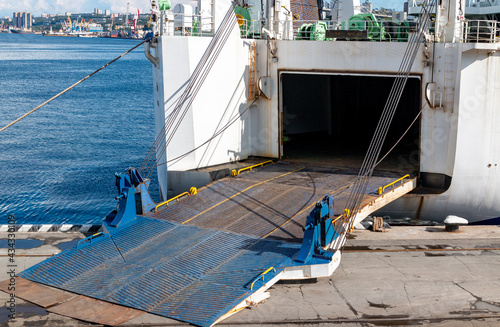 An open ramp at the stern of the Ocean Cruise Ship