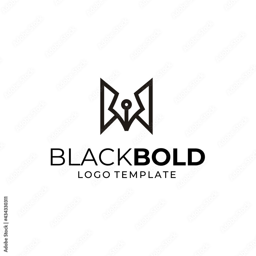 Simple Initial Letter B BB with classic Fountain Pen Nib logo design Simple Initial Letter B BB with classic Fountain Pen Nib logo design