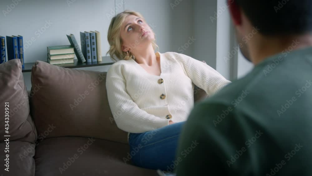 Young bored woman on psychological therapy in a psychotherapist's office Young bored woman on psychological therapy in a psychotherapist's office