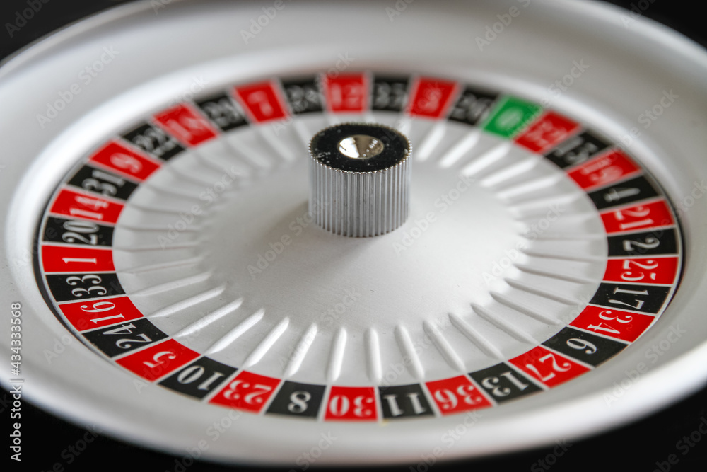 Casino roulette wheel close up view Casino roulette wheel close up view