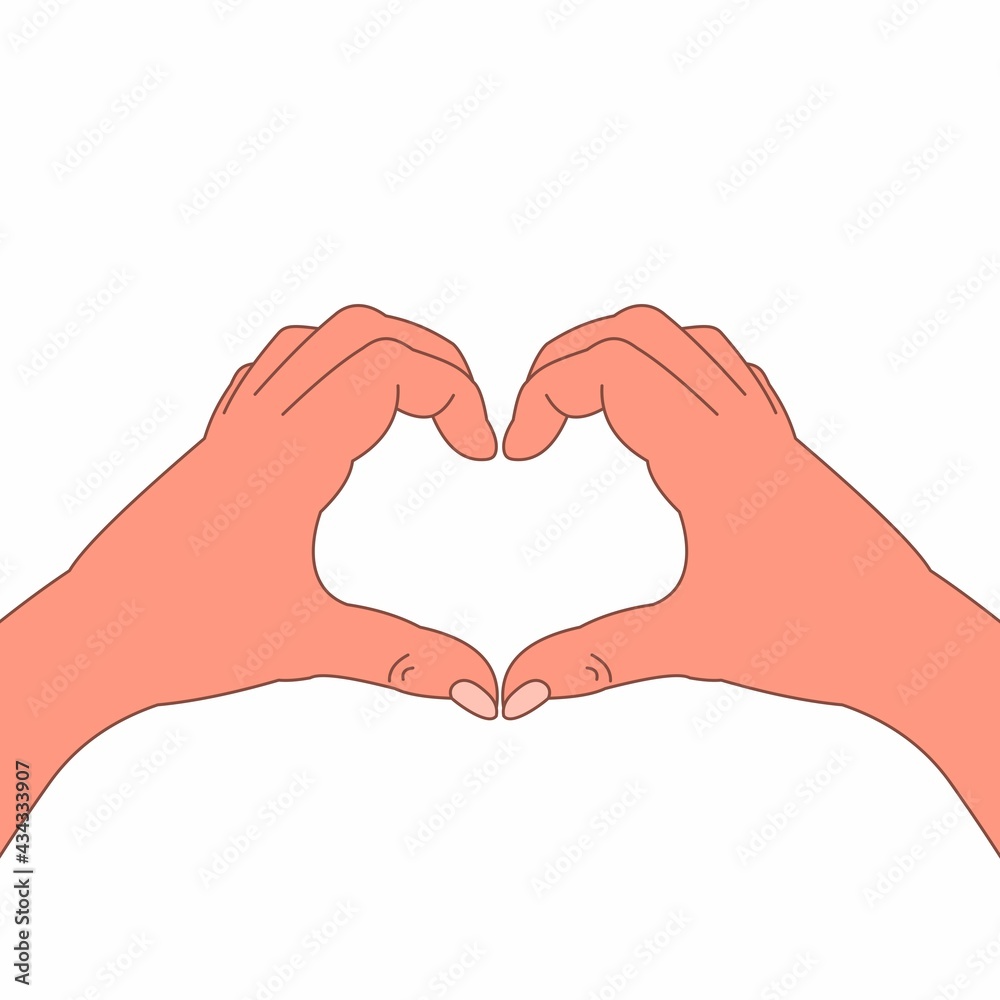 Obraz premium gesture with hands in the shape of a heart, isolated human hands, bent fingers sign of love, blank for a banner