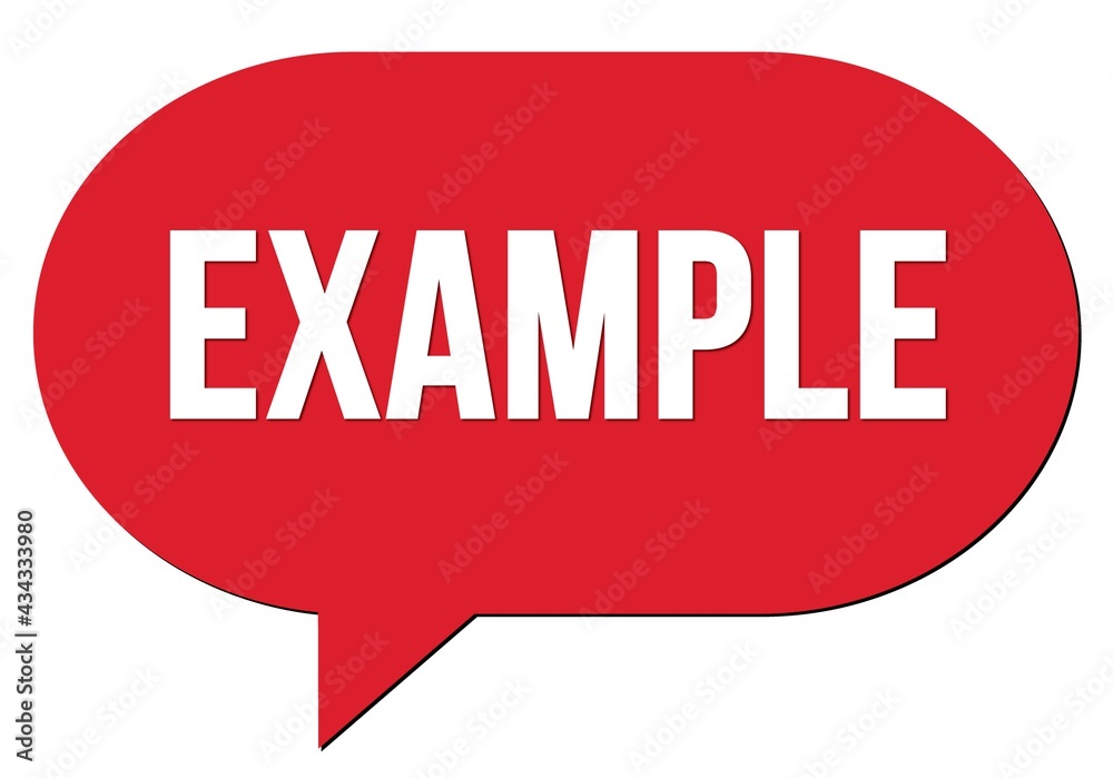 EXAMPLE text written in a red speech bubble EXAMPLE text written in a red speech bubble
