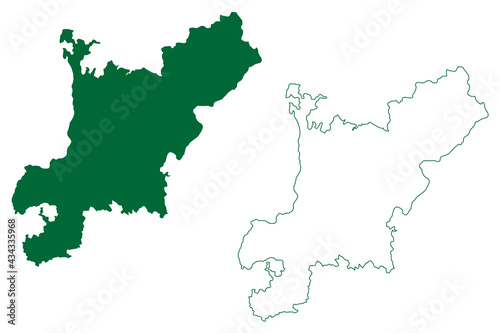 Chhatarpur district (Madhya Pradesh State, Sagar division, Republic of India) map vector illustration, scribble sketch Chhatarpur map photo