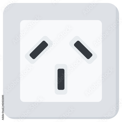 White Flat Wall Socket Vector Illustration Icon, Type I