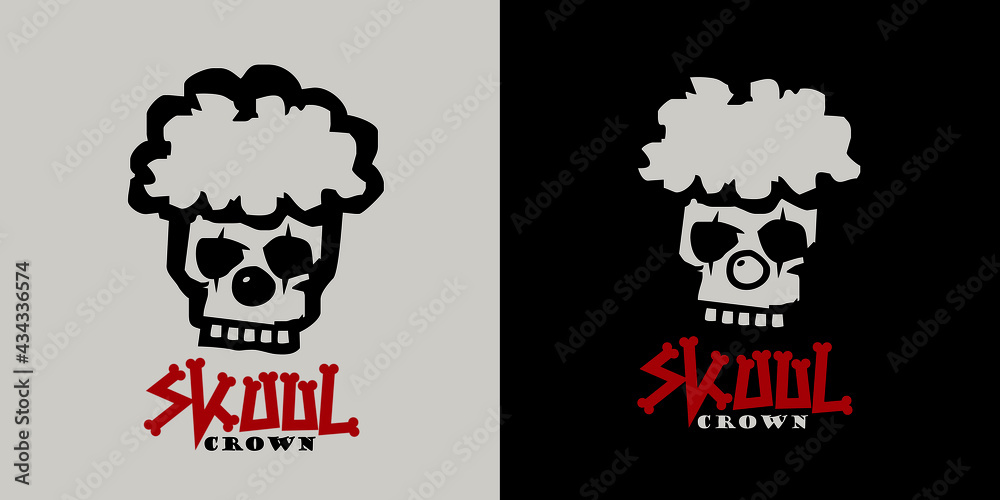  Skull clown mascot logo.