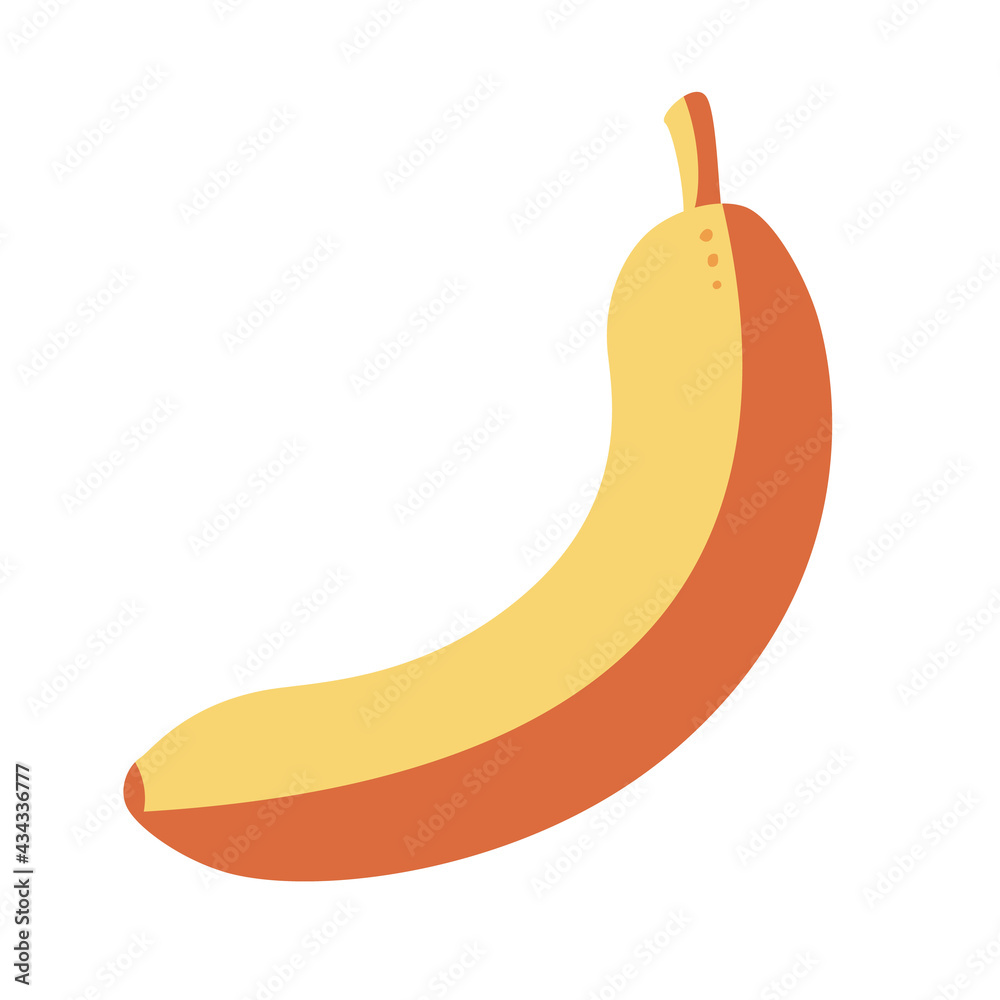 Vector flat cartoon fruit, fresh banana.