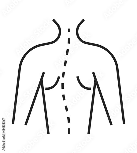 Scoliosis icon. Orthopaedic rehabilitation icon vector. Physical therapy line