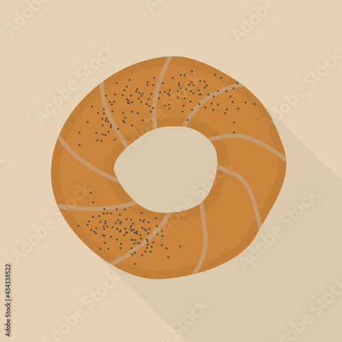 traditional Krakow bagel with poppy seeds - vector illustration