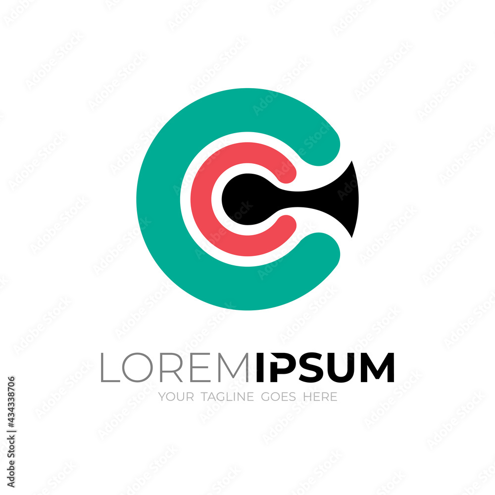 C logo and technology simple icons, circle style C logo and technology simple icons, circle style