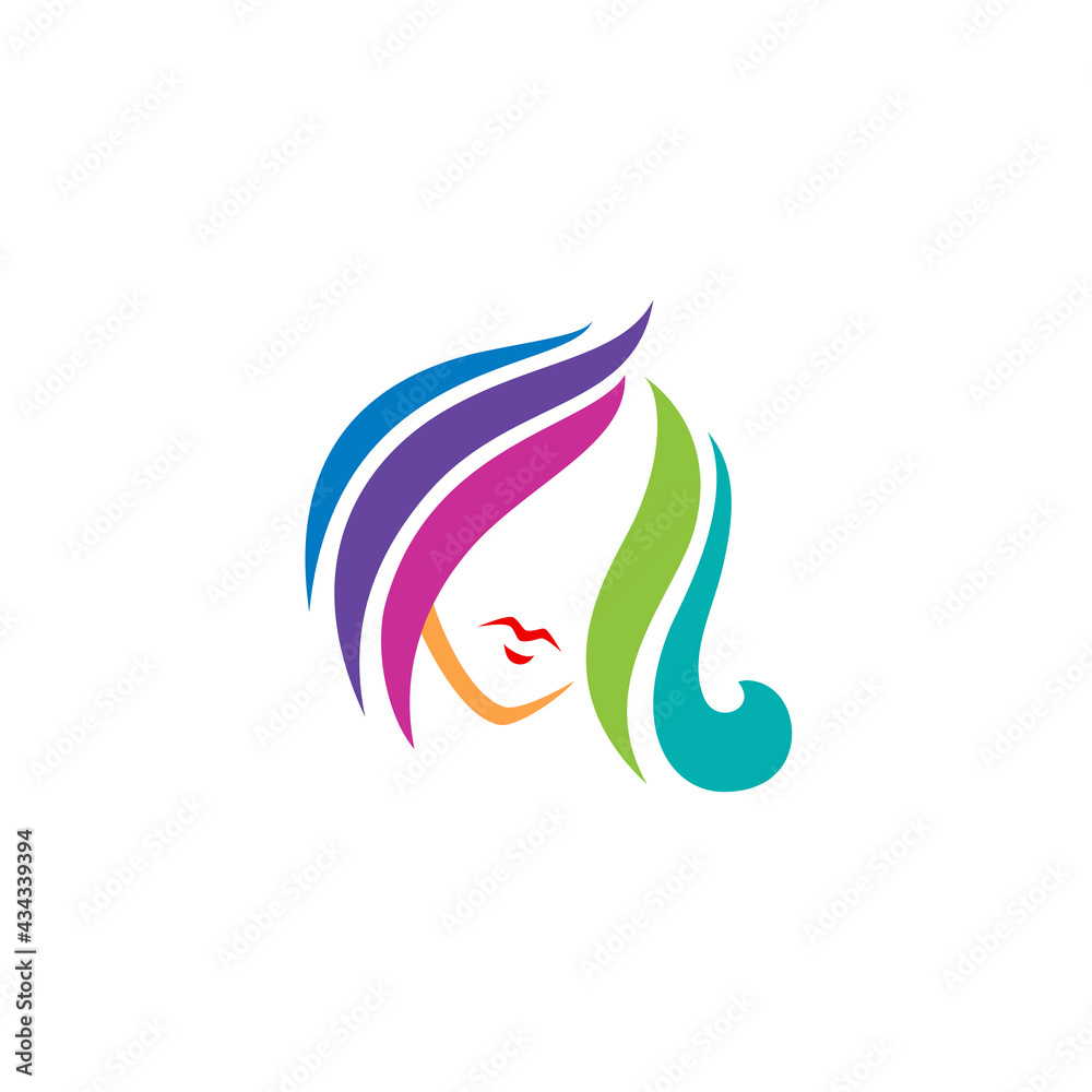 Fototapeta premium Abstract hair logo with salon design illustration, girl logos