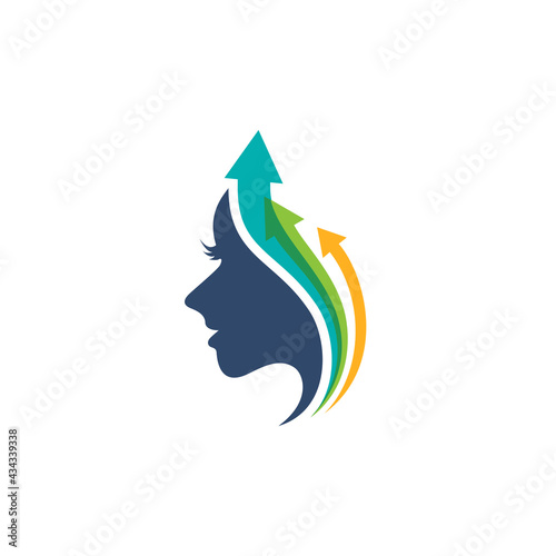 Face logo and arrow design combination, girl icons