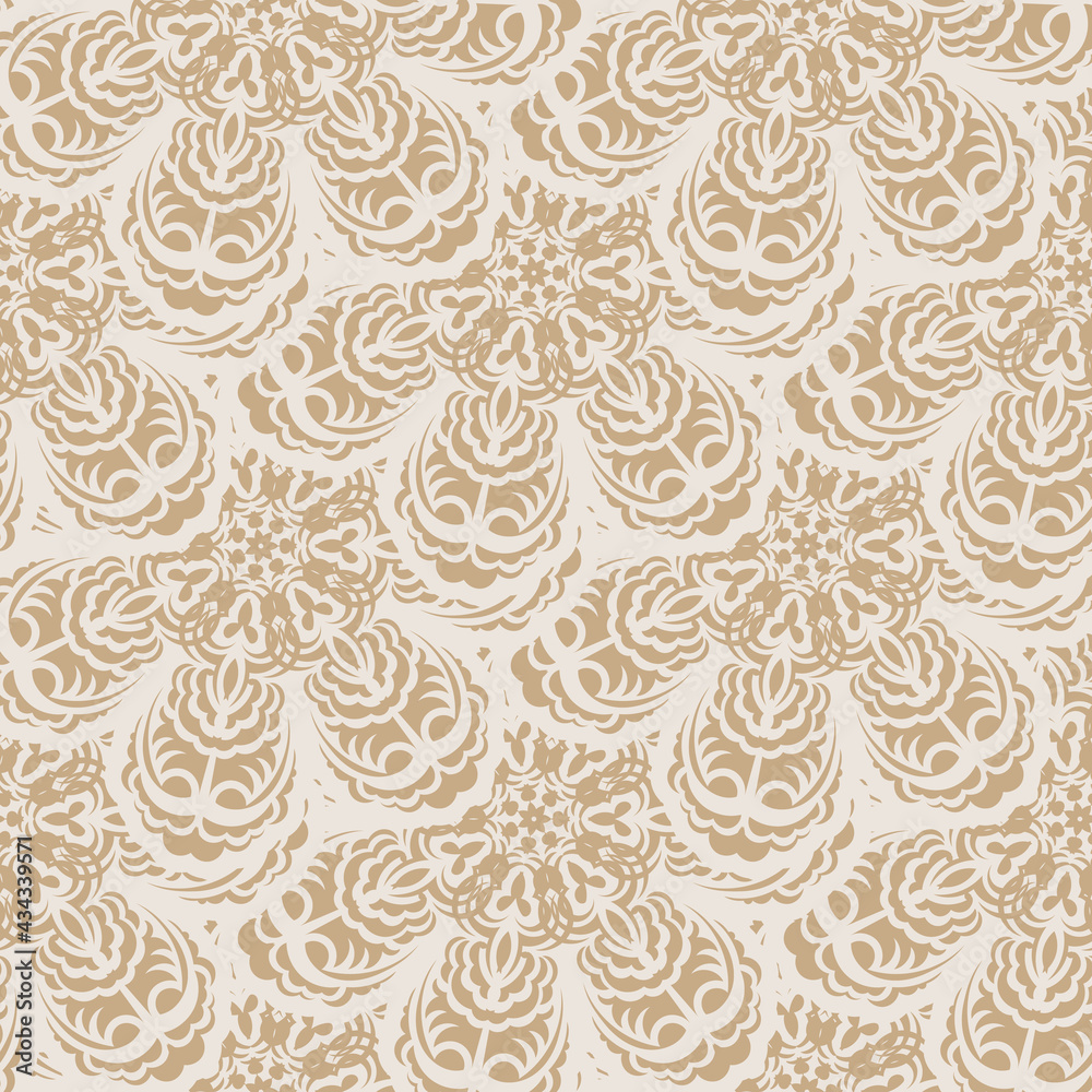Beige seamless pattern with decorative ornaments. Good for clothing and textiles. Vector illustration.