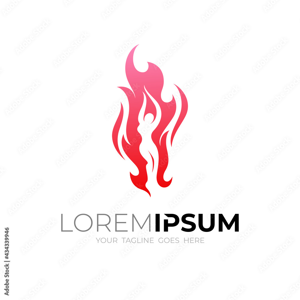 Sexy girl logo with fire design vector, hot body icons Stock Vector Adobe Stock