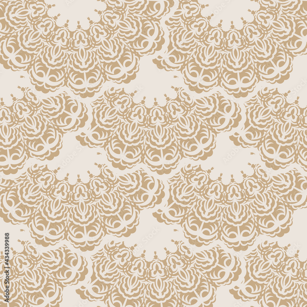 Beige seamless pattern with decorative ornaments. Good for menus, postcards, books, wallpaper and fabric. Vector illustration. Beige seamless pattern with decorative ornaments. Good for menus, postcards, books, wallpaper and fabric. Vector illustration.