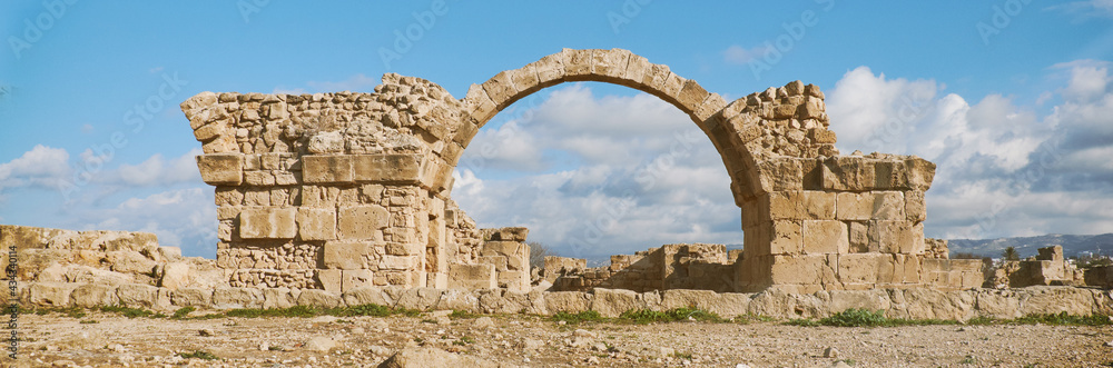 Ancient Roman arche in Paphos archaeological park at Kato Pafos in Cyprus, Greece