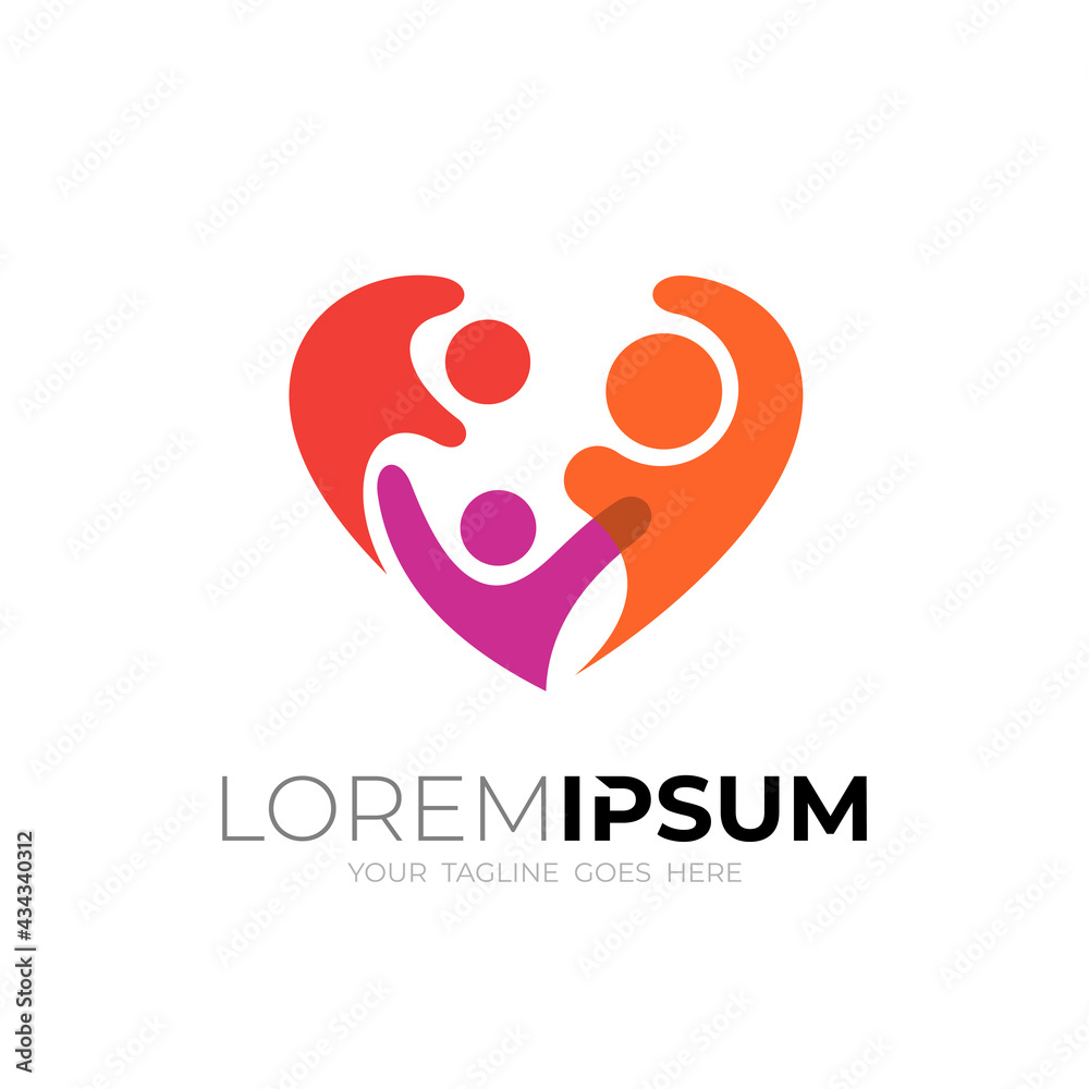 Heart logo and family design community, simple style Heart logo and family design community, simple style