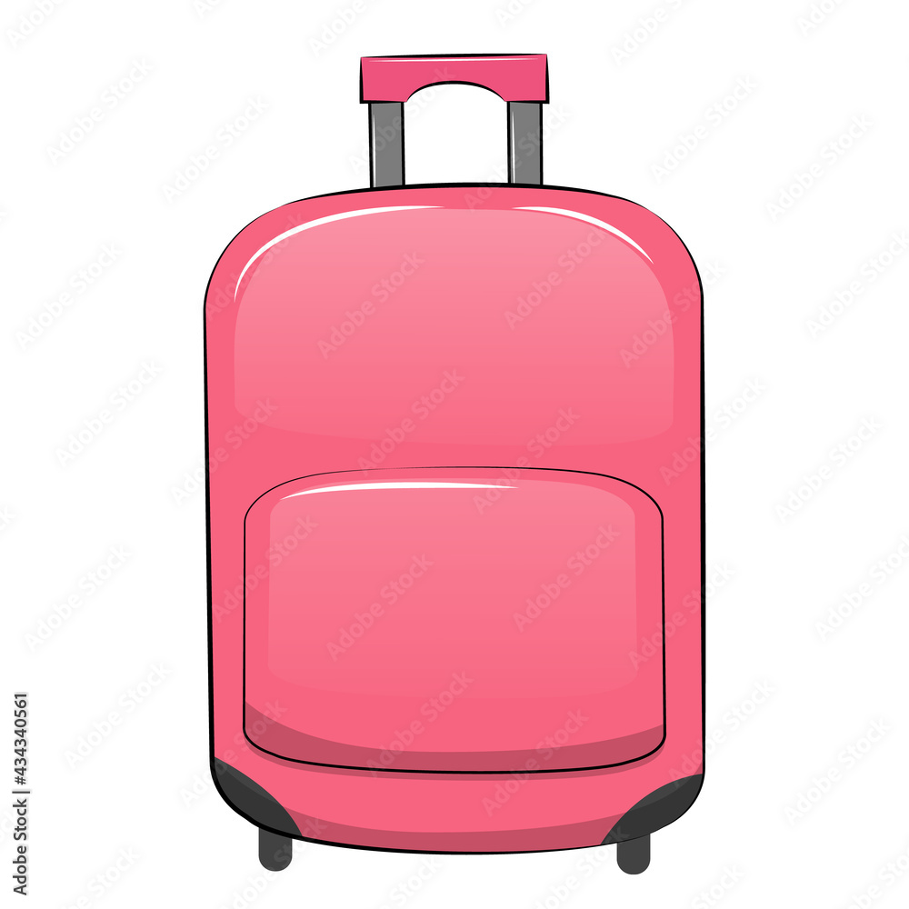 Cute cartoon pink travel suitcase. Vector illustration isolated on ...