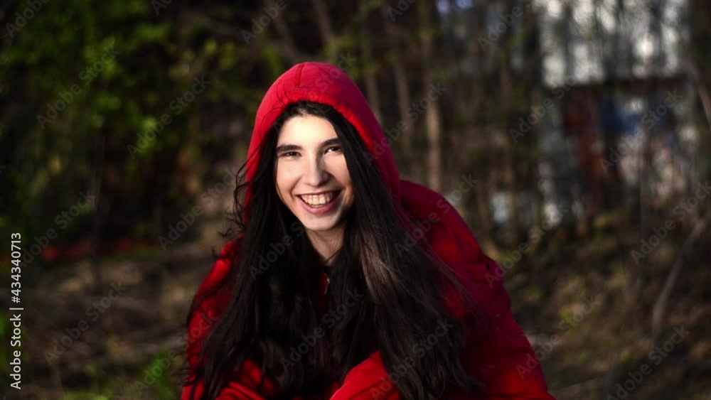Cheerful teenage girl laughing t camera Cheerful teenage girl laughing t camera