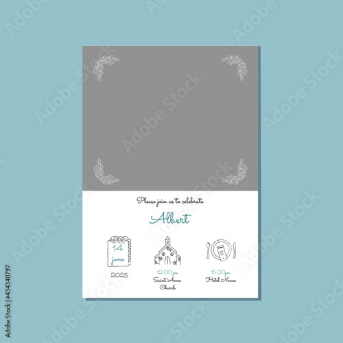Blue invitation for christening