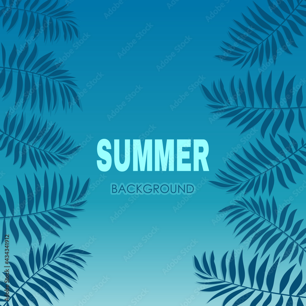 Obraz premium Leaves of palm tree background. Summer background. Vector illustration